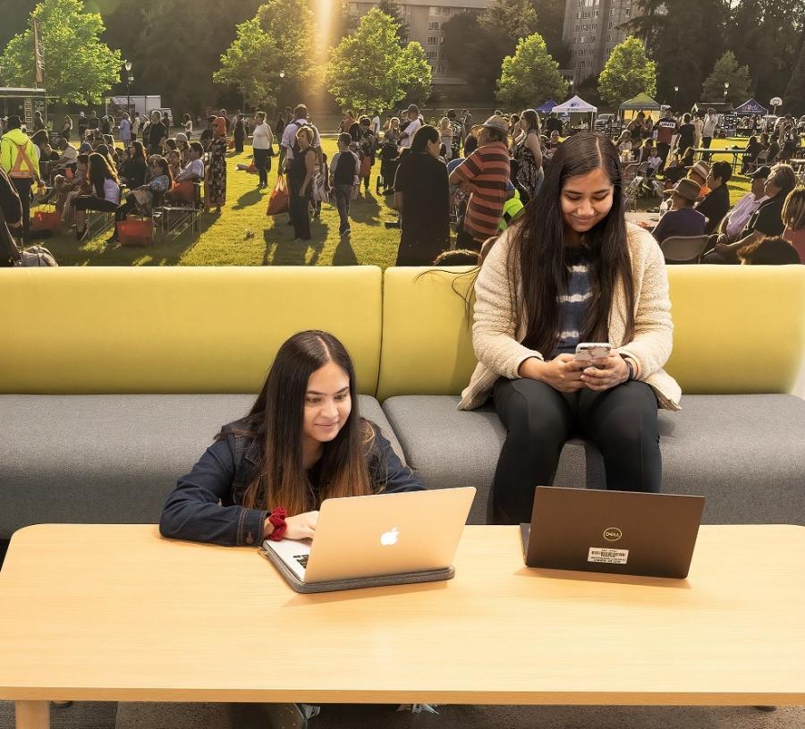 Two young girls on social media